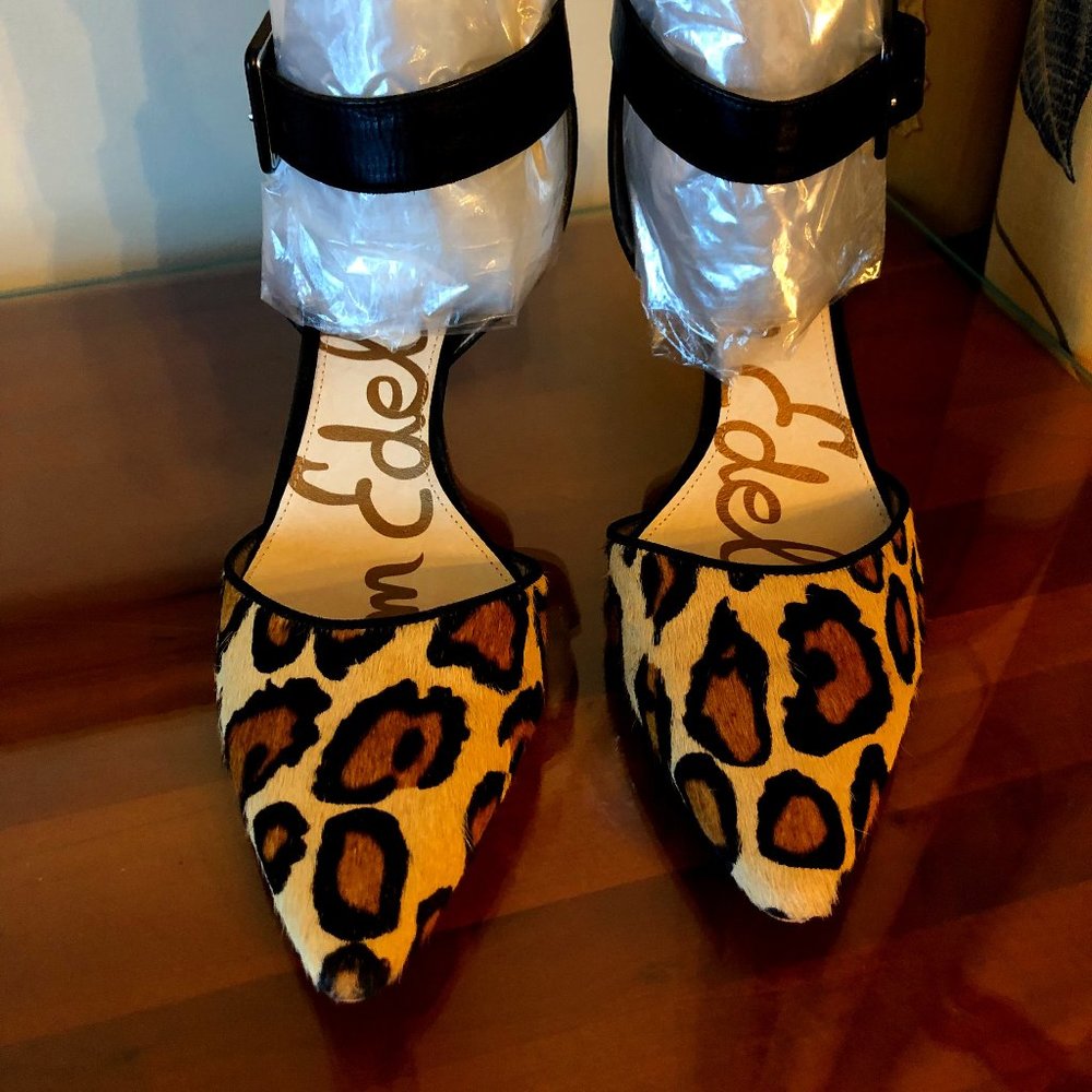 Sam Edelman , Okala Leopard Print Ankle Strap Pumps Size 7 ½